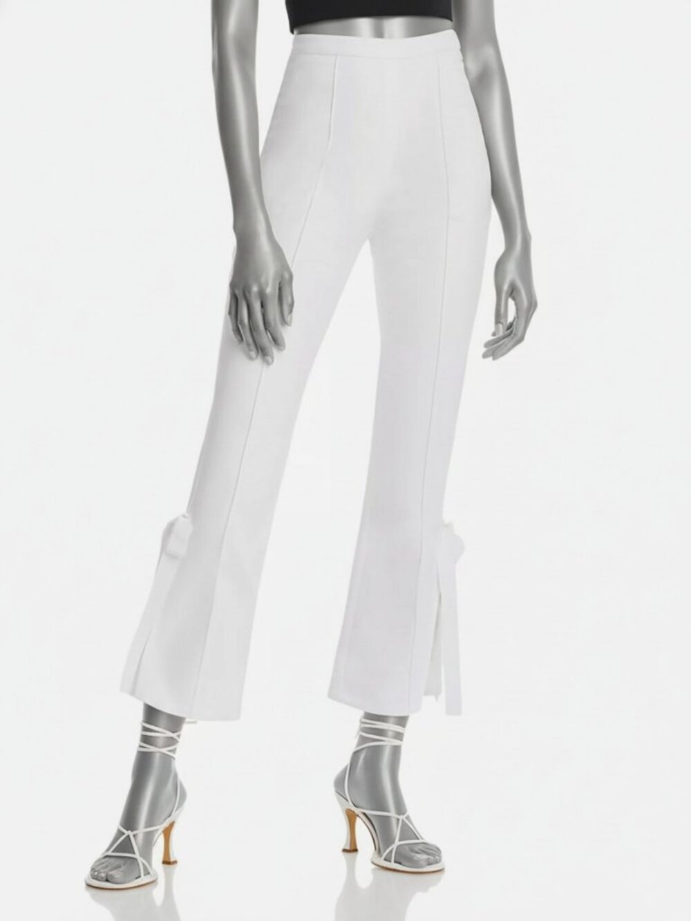 Cinq A Sept Women's White Lou Cropped Side Tie Jeans Pants Size 14